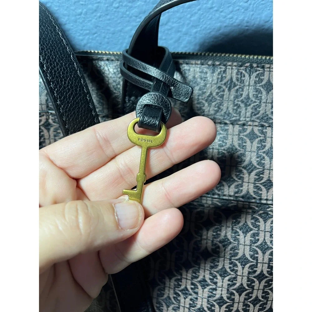 Fossil Convertible Floral Monogram Print Leather Backpack Satchel‎ Purse Bag
